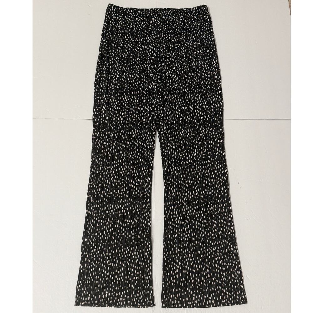 Chico's Travelers Plisse Crinkled Palazzo Pants, Polka Dot Print, Size 1